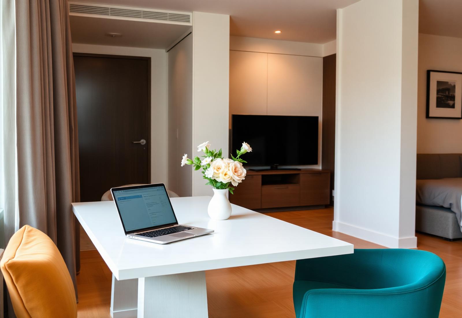 Professional working from a Propora serviced apartment